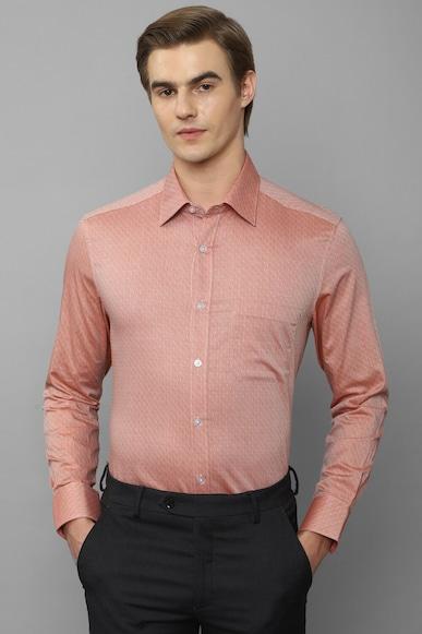 men pink classic fit print full sleeves formal shirt