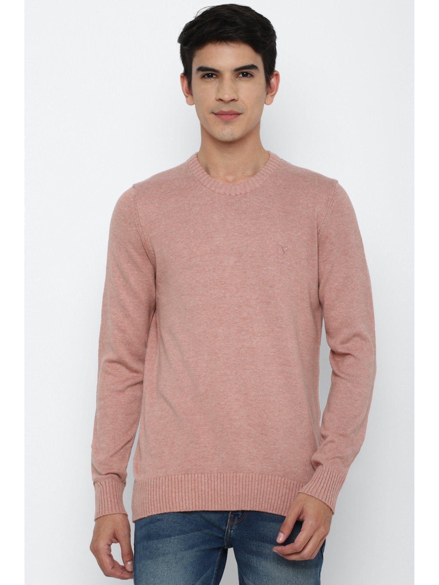 men pink crew neck icon sweater
