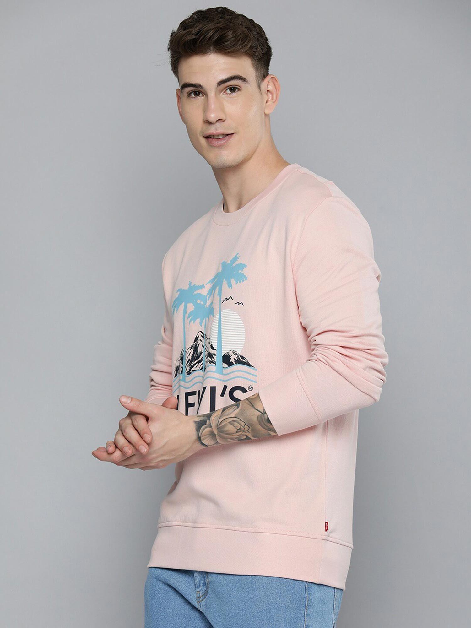 men pink crew neck sweatshirt