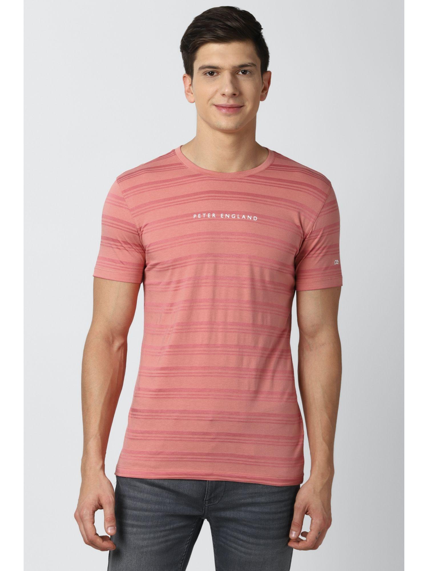 men pink crew neck t shirt