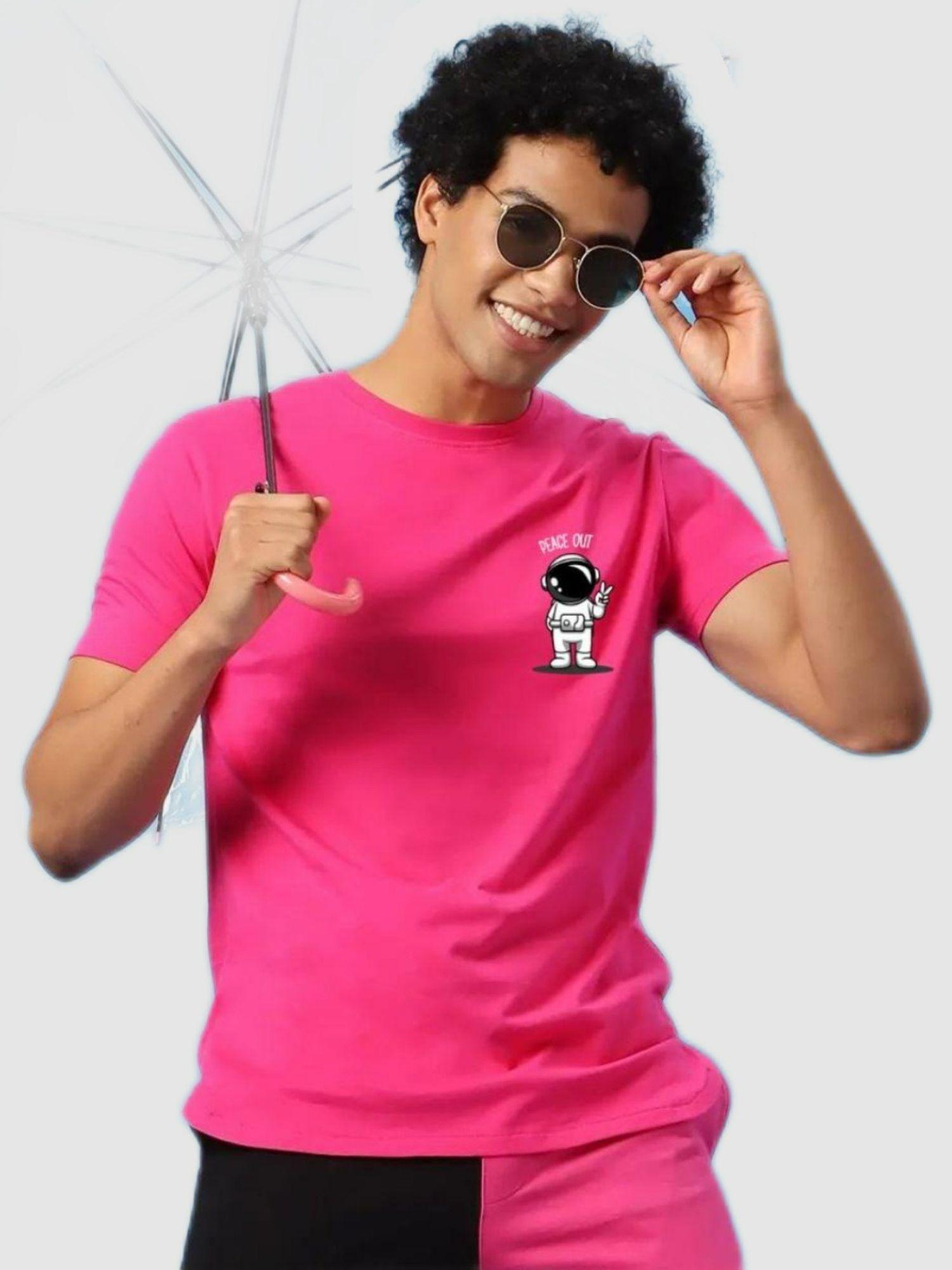 men pink graphic t-shirt