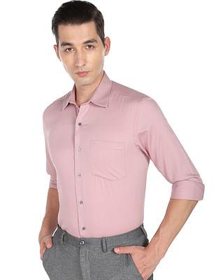 men pink manhattan slim fit vertical stripe formal shirt