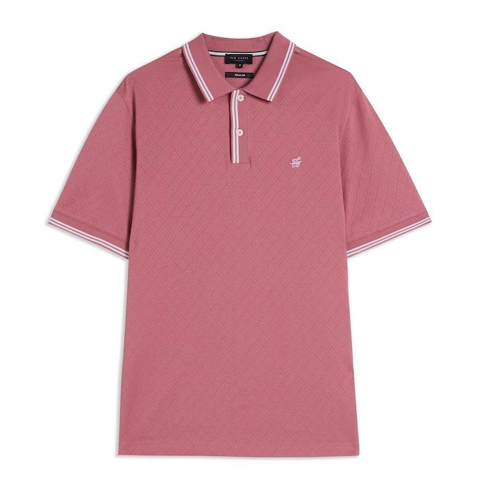 men pink monogram diamond knit polo