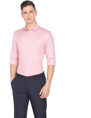 men pink pinpoint oxford weave cotton formal shirt