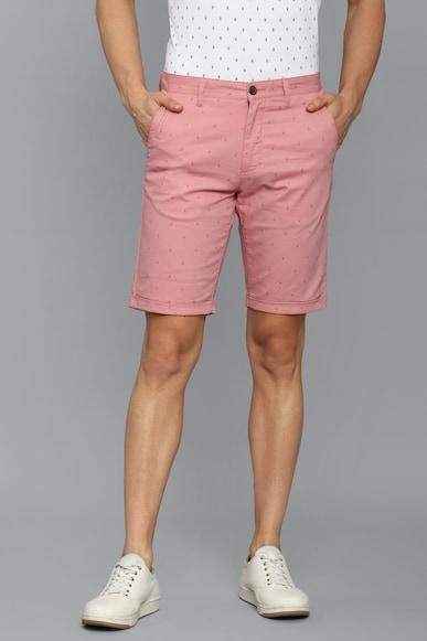 men pink print slim fit shorts