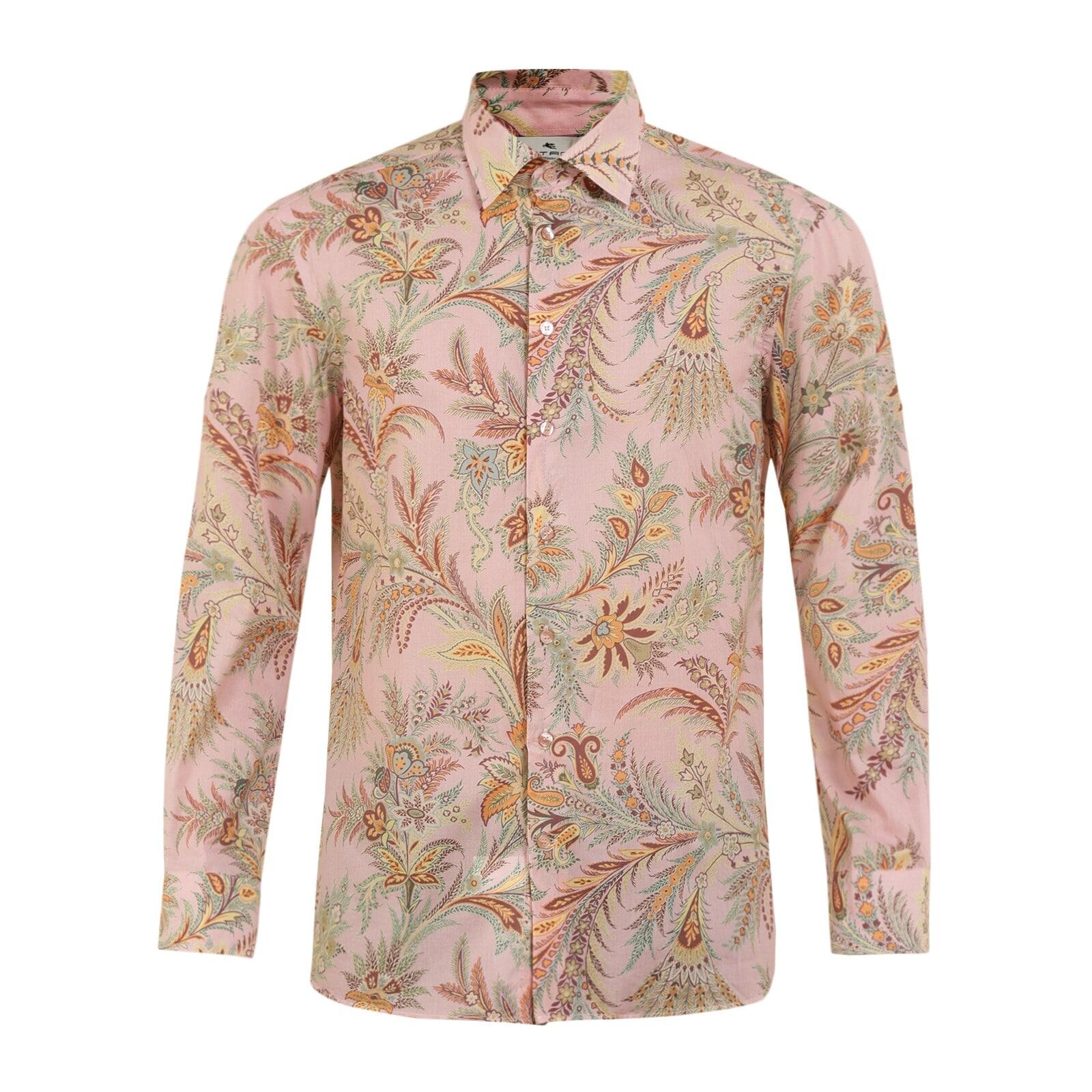 men pink prints formal shirts