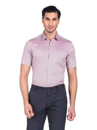 men pink pure cotton oxford weave formal shirt