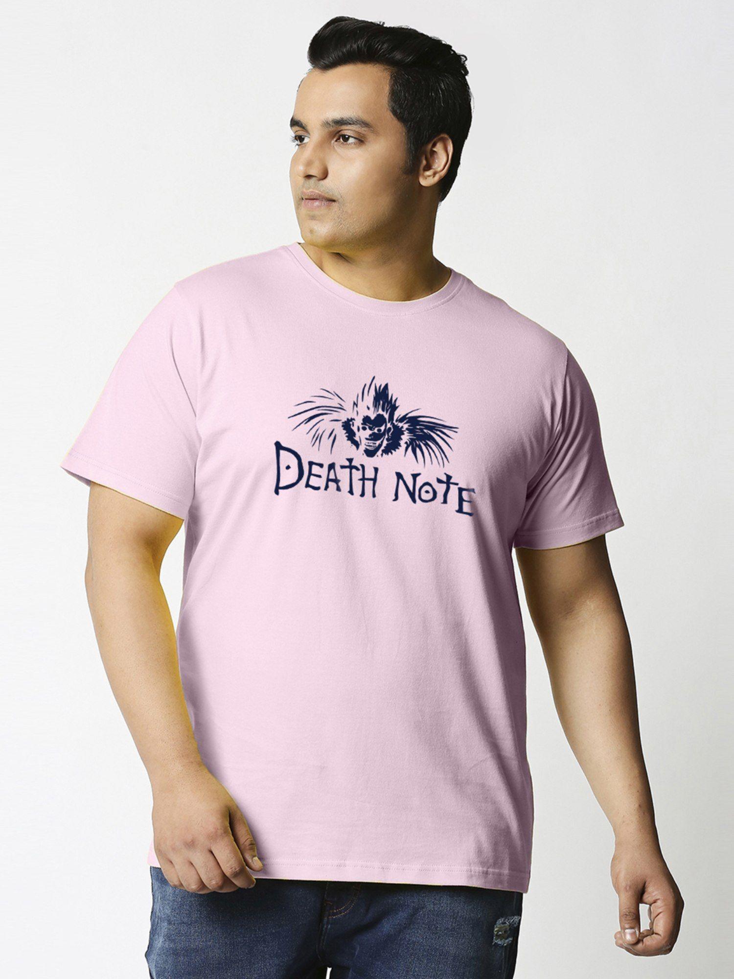 men pink shinigami ryuk graphic printed oversized plus size t shirt