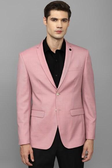 men pink slim fit textured formal blazer