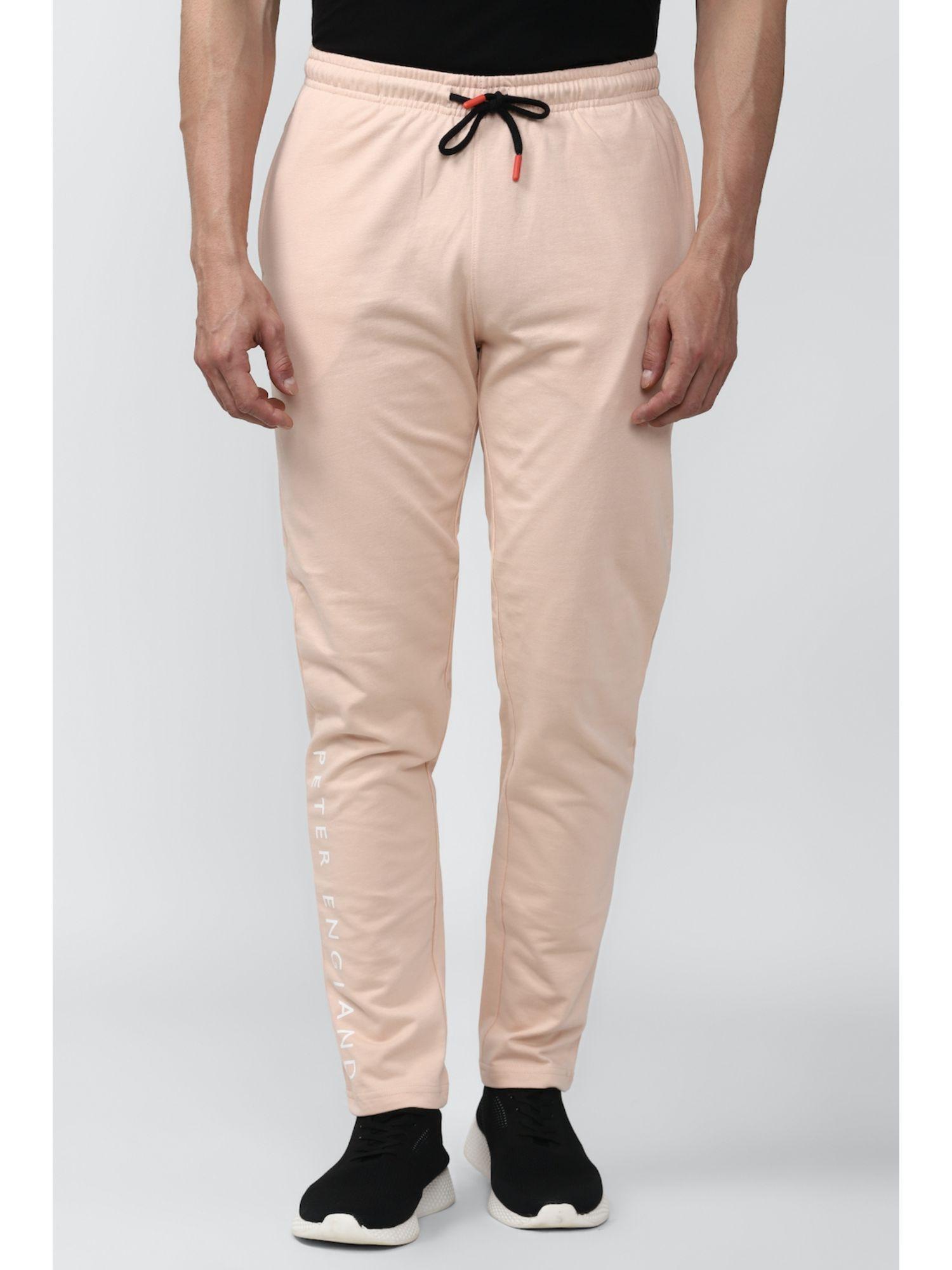 men pink solid casual track pants