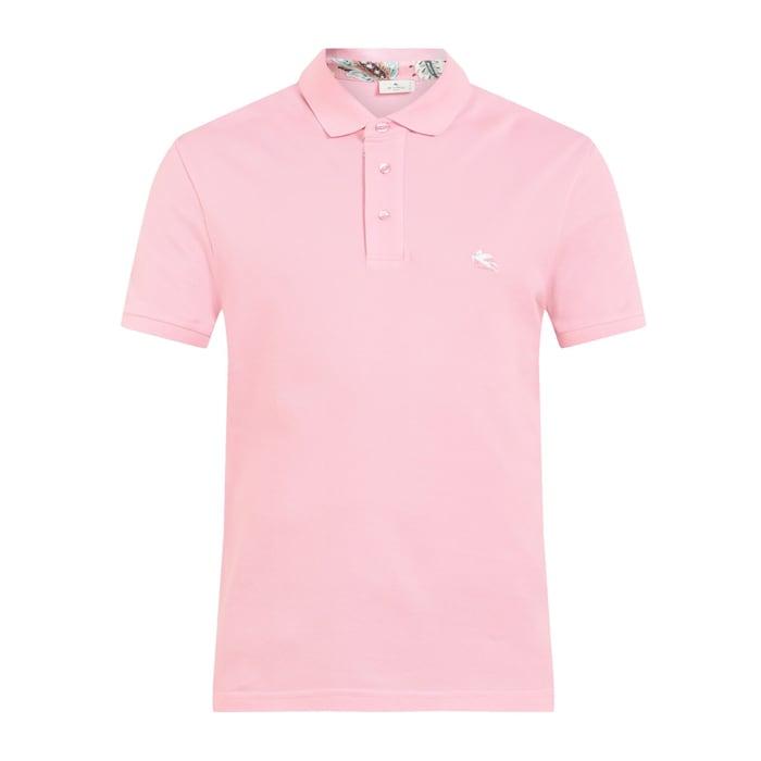 men pink solid logo polo