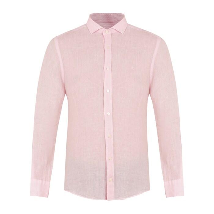 men pink solid logo shirt