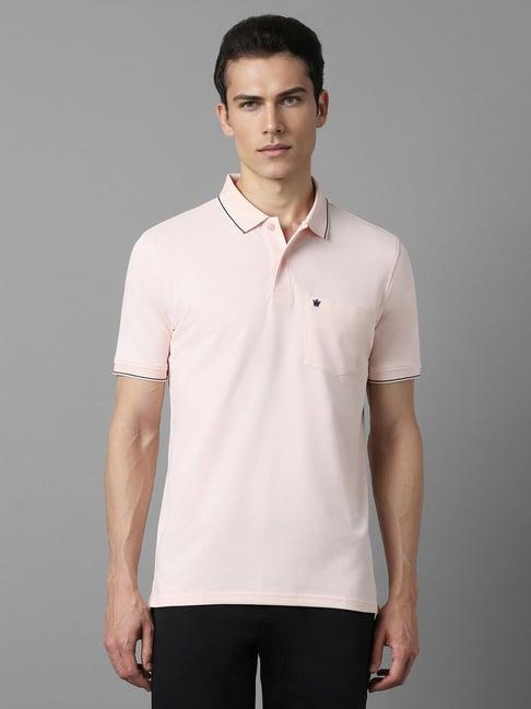 men pink solid polo neck t-shirt