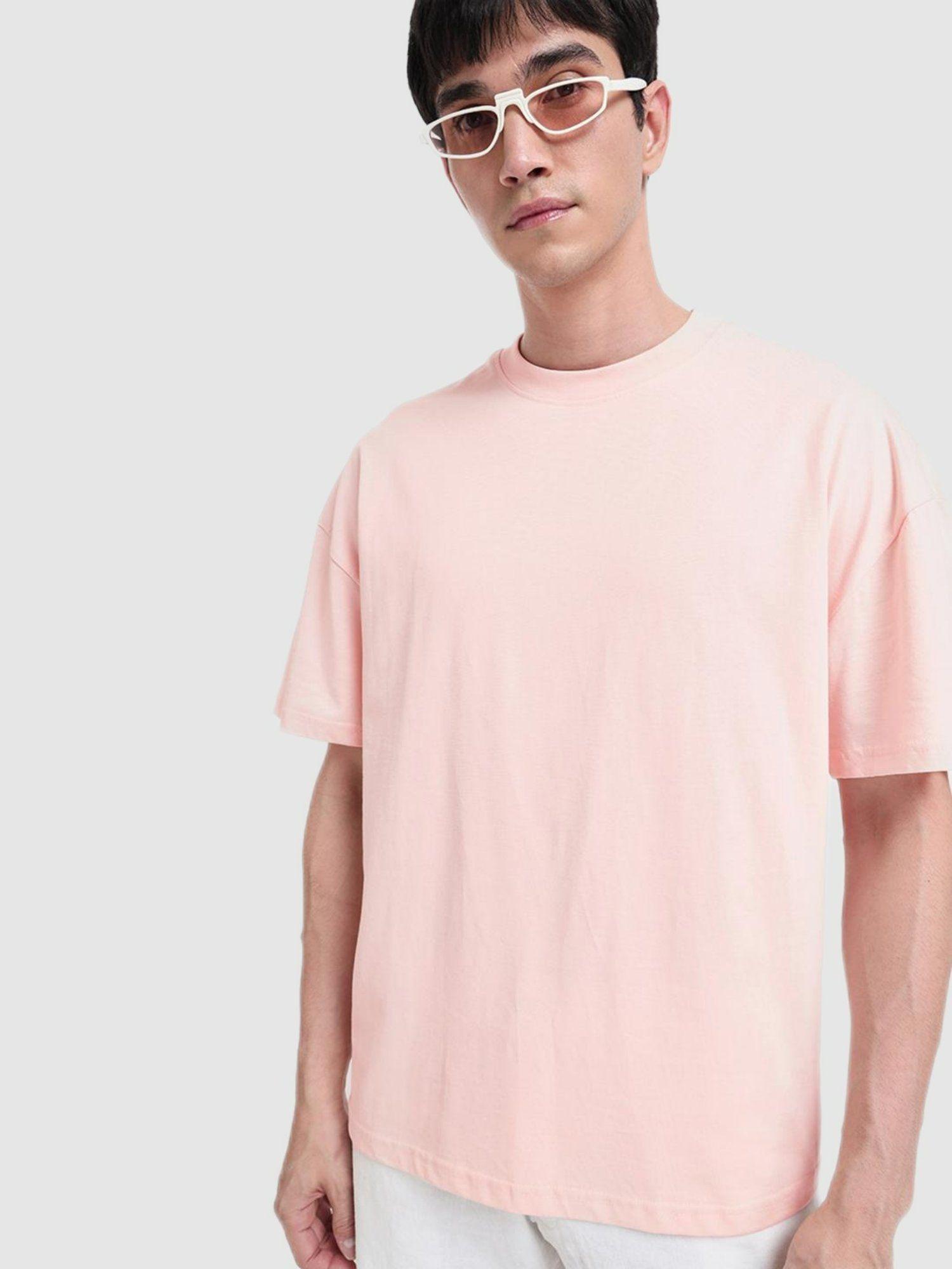 men pink solid t-shirt