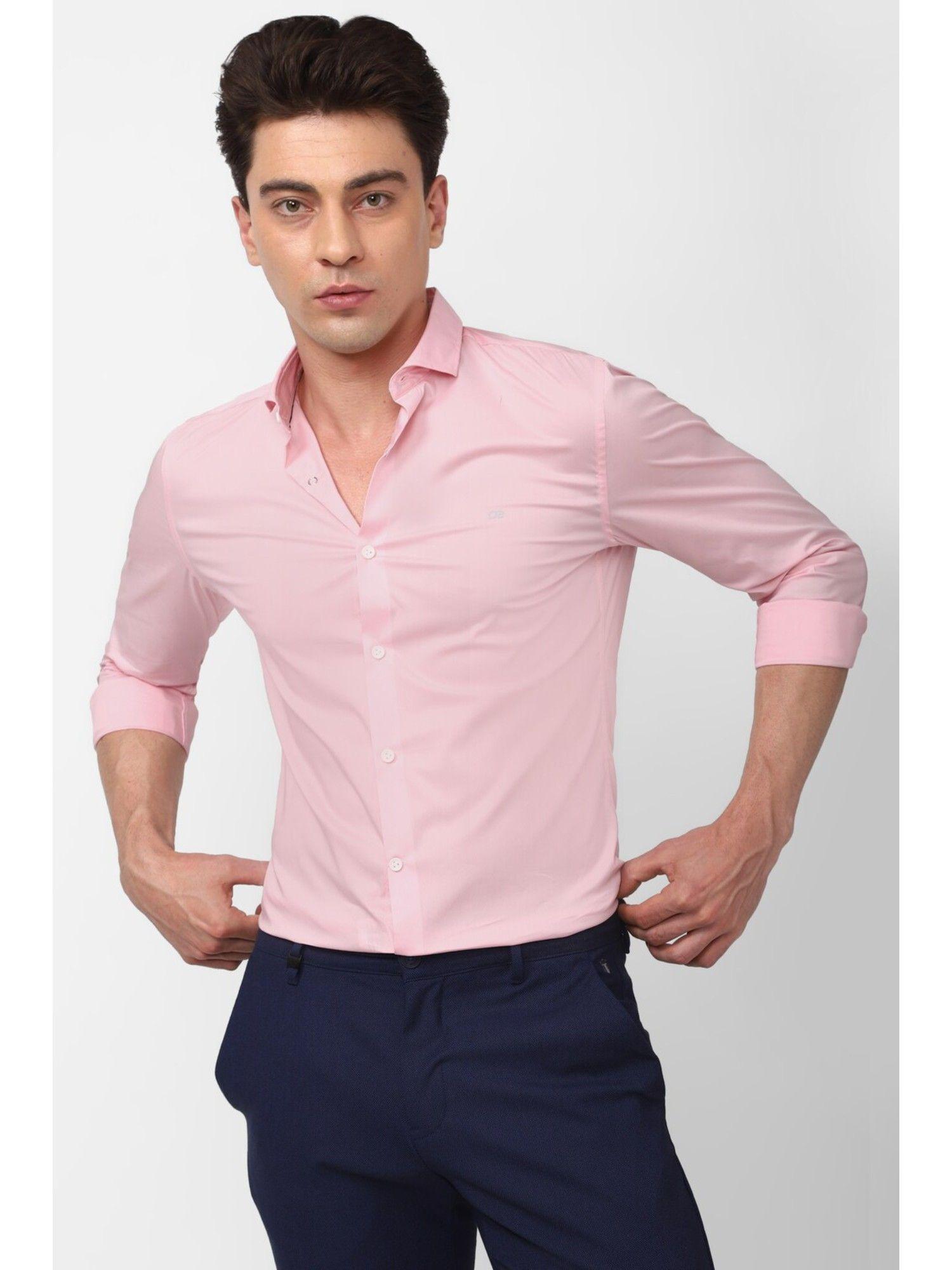 men pink super slim fit formal shirt