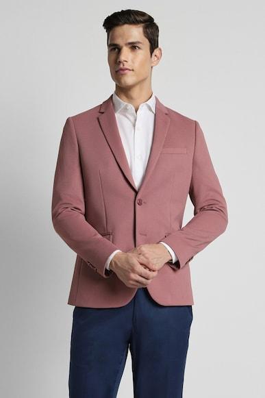 men pink textured slim fit formal blazer