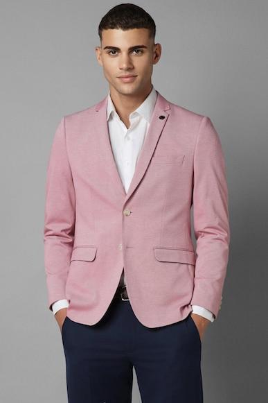 men pink ultra slim fit textured formal blazer