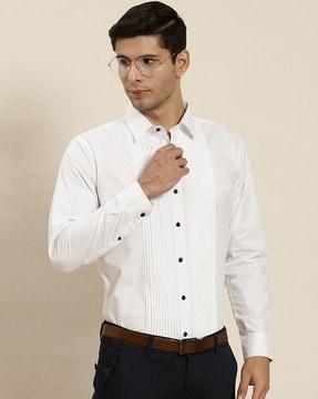 men pintucked slim fit tuxedo shirt