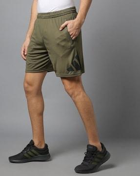 men placement logo print regular fit shorts