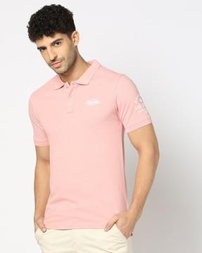 men placement print regular fit polo t-shirt