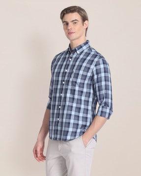 men plaid checked regular fit shirt