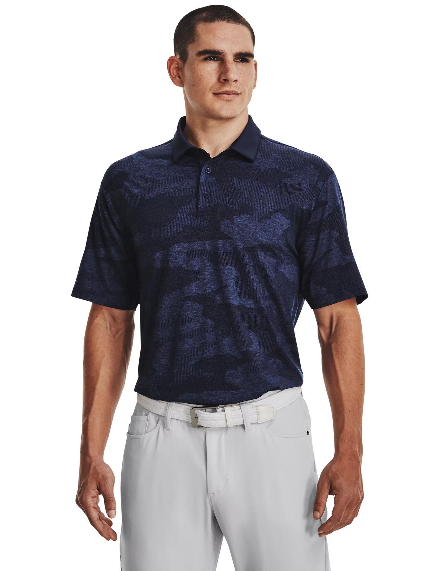 men playoff camo abstract polo t-shirt - blue