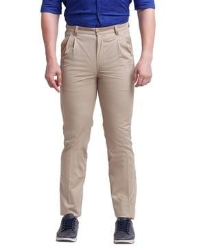 men pleated ankle-length trousers