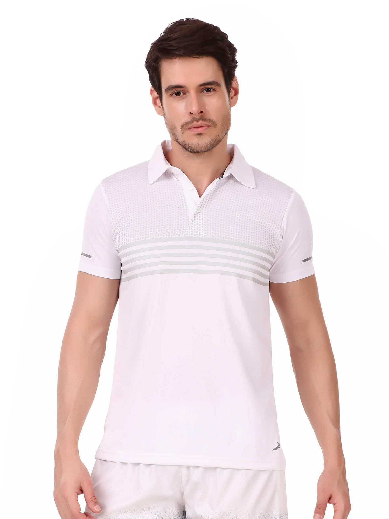men pointal knit polo neck t-shirt - white