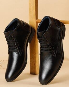 men pointed-toe lace-up derbys