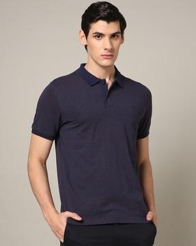 men polka-dot print regular fit polo t-shirt