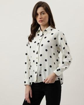 men polka-dot print regular fit shirt