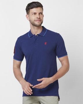 men polo embroidered slim fit polo t-shirt