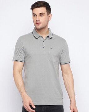 men polo t-shirt with patch pocket