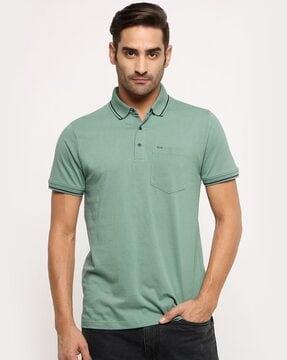 men polo t-shirt with patch pocket