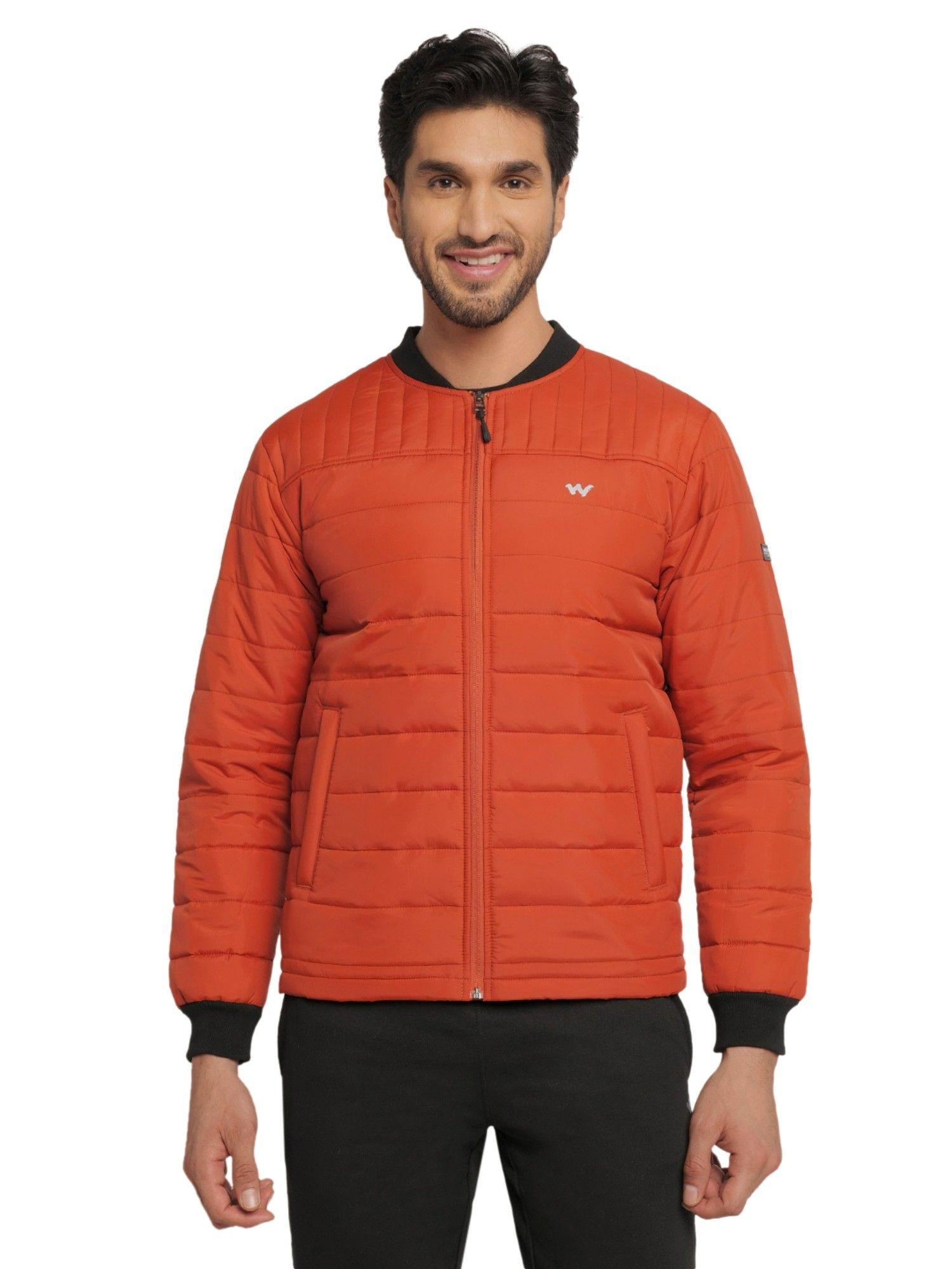 men polyester solid plain jacket-orange