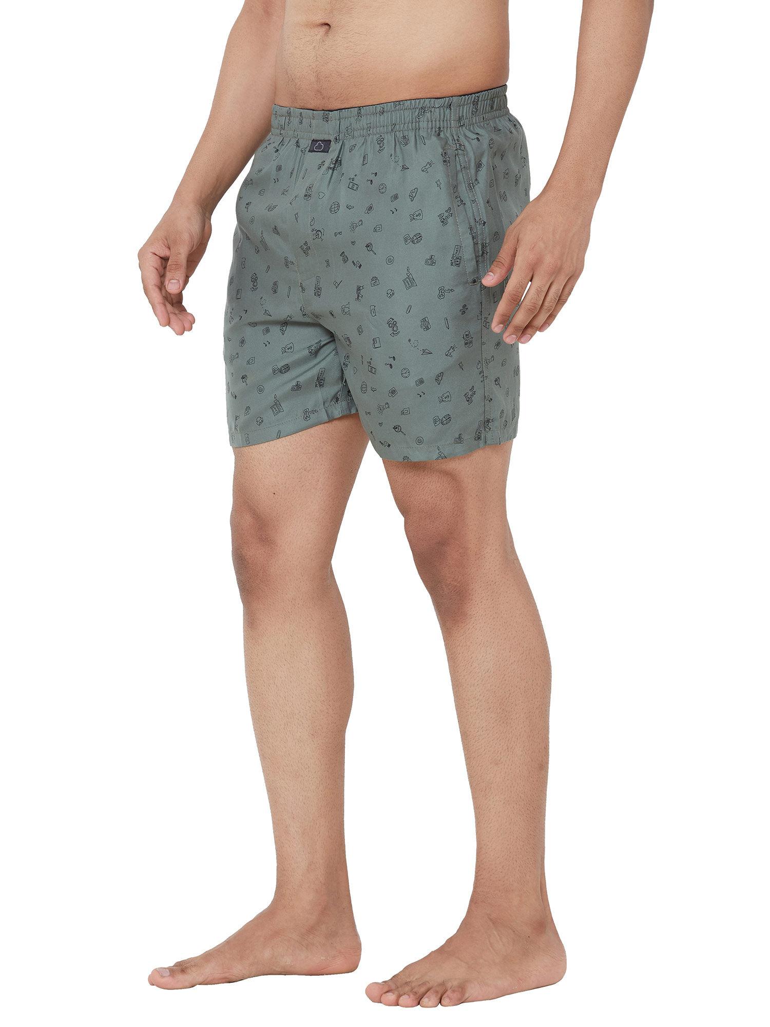 men print-61-olive cotton printed boxer shorts