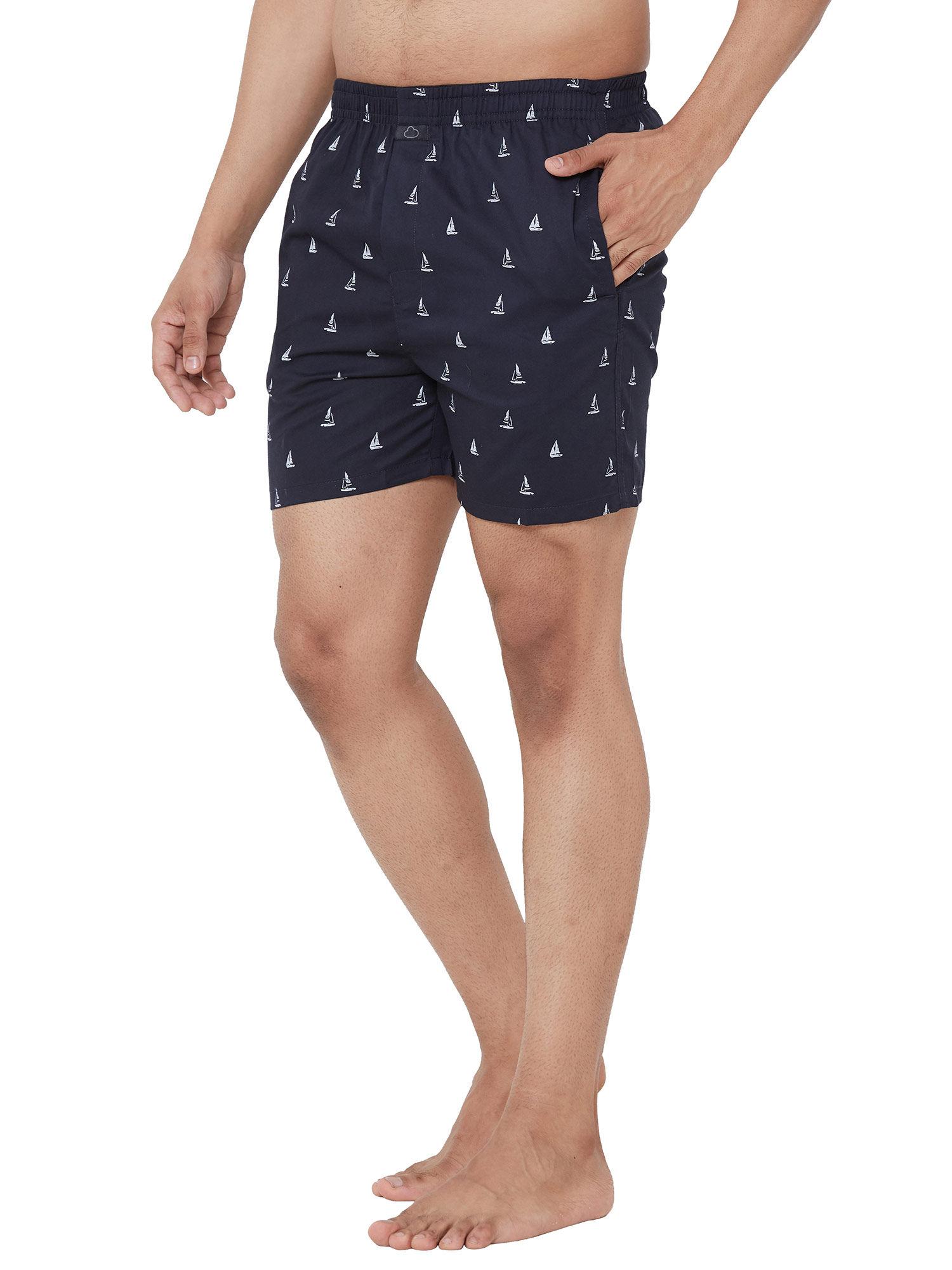 men print-62-navy cotton printed boxer shorts