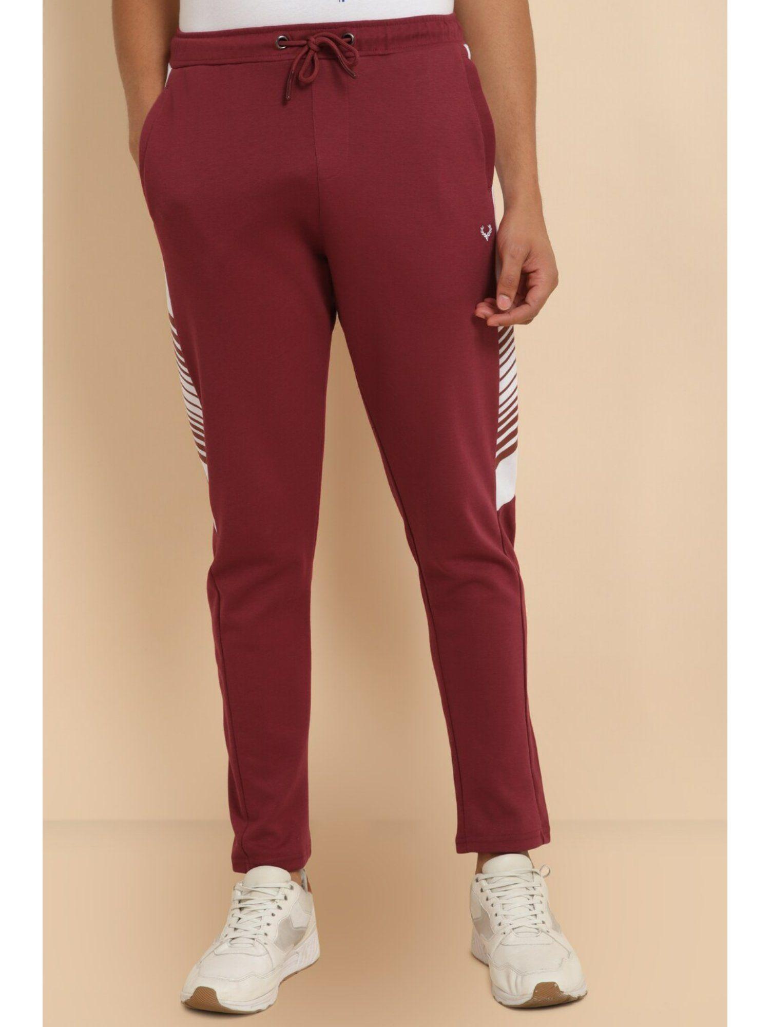 men print regular fit maroon track pants