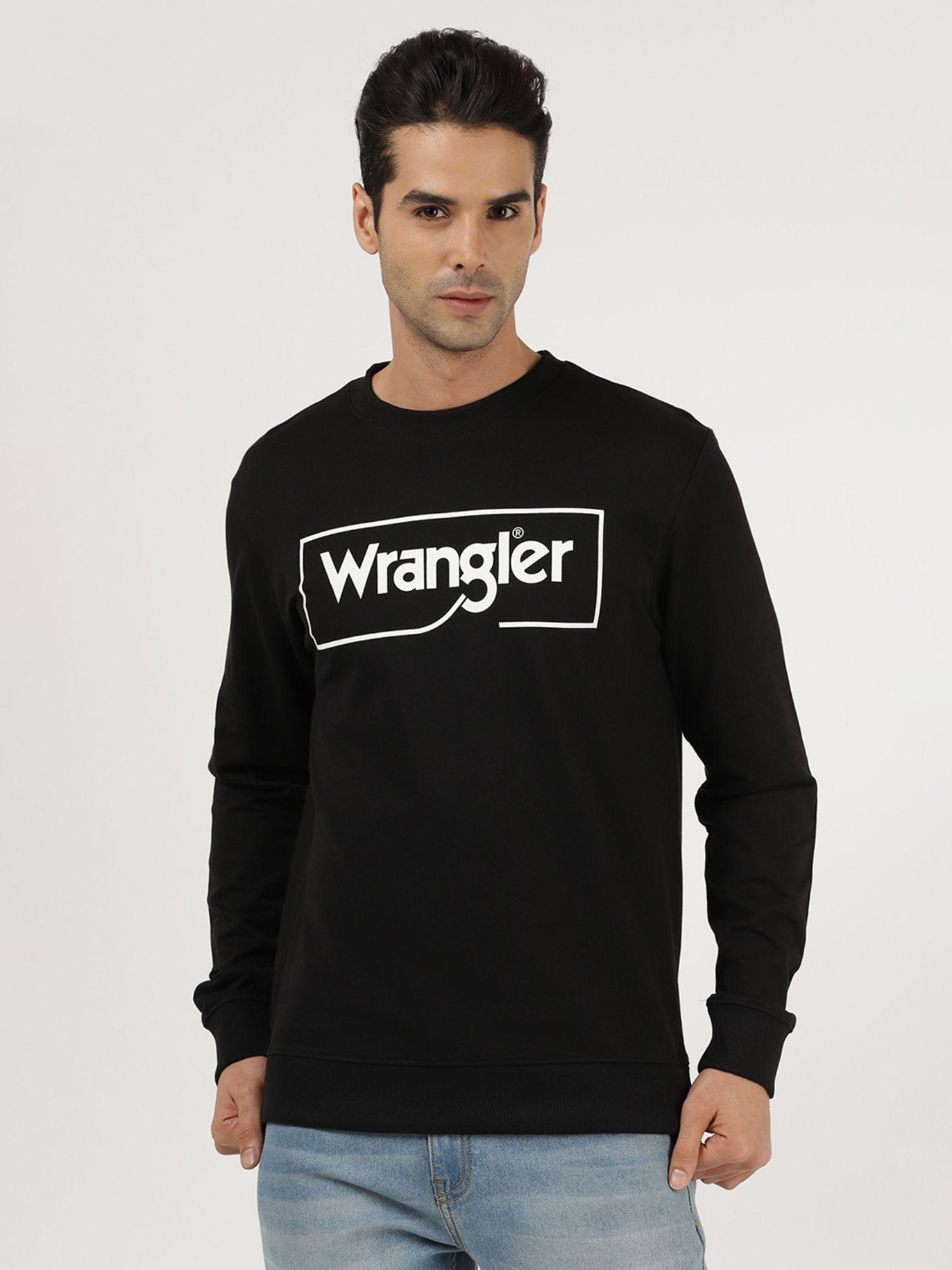 men printed black sweatshirt (regular)