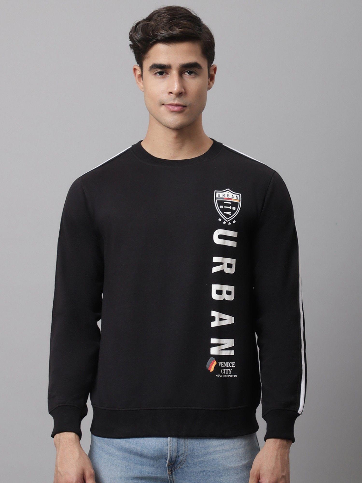 men printed black sweatshirt