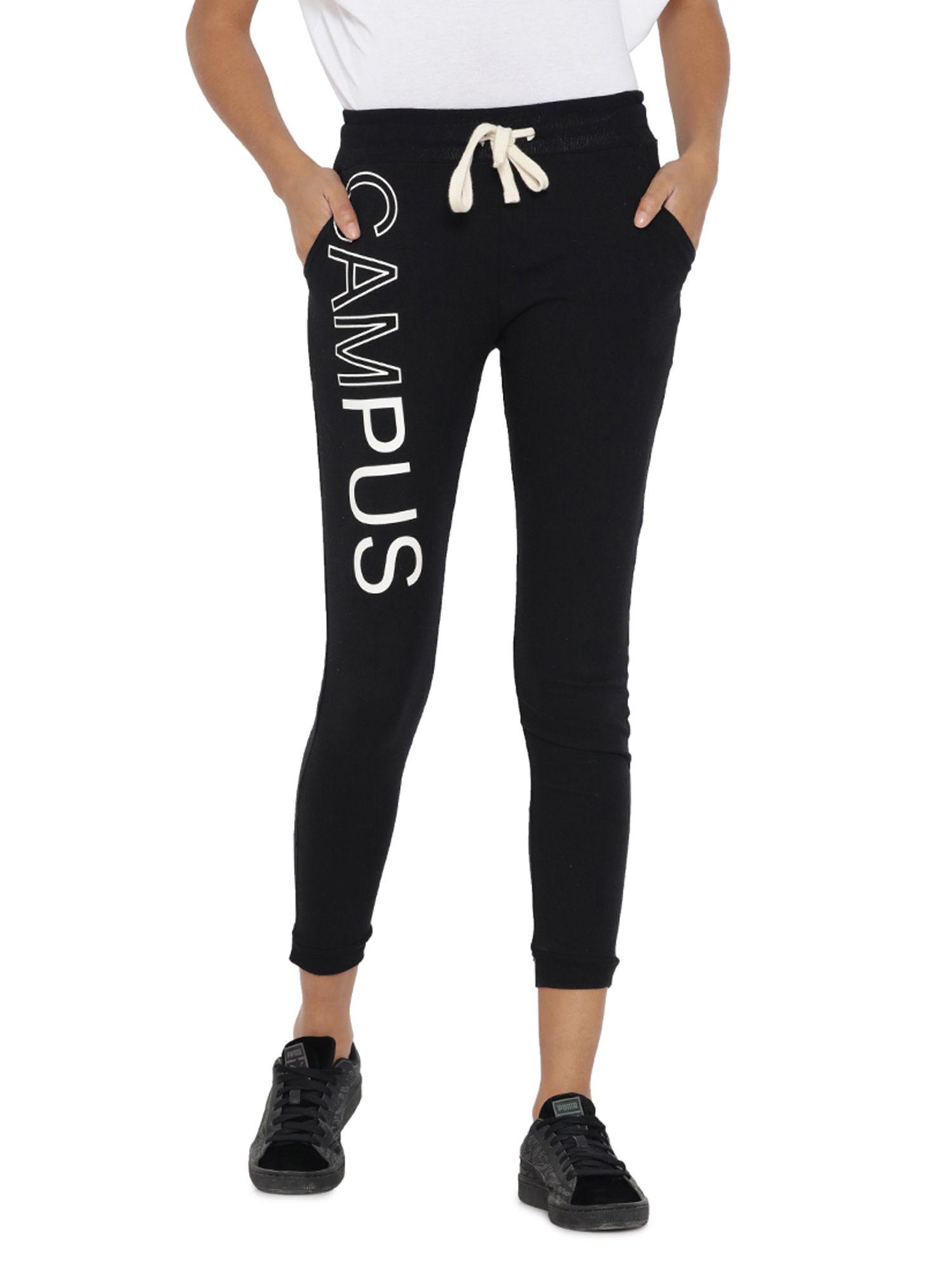 men printed black track pants