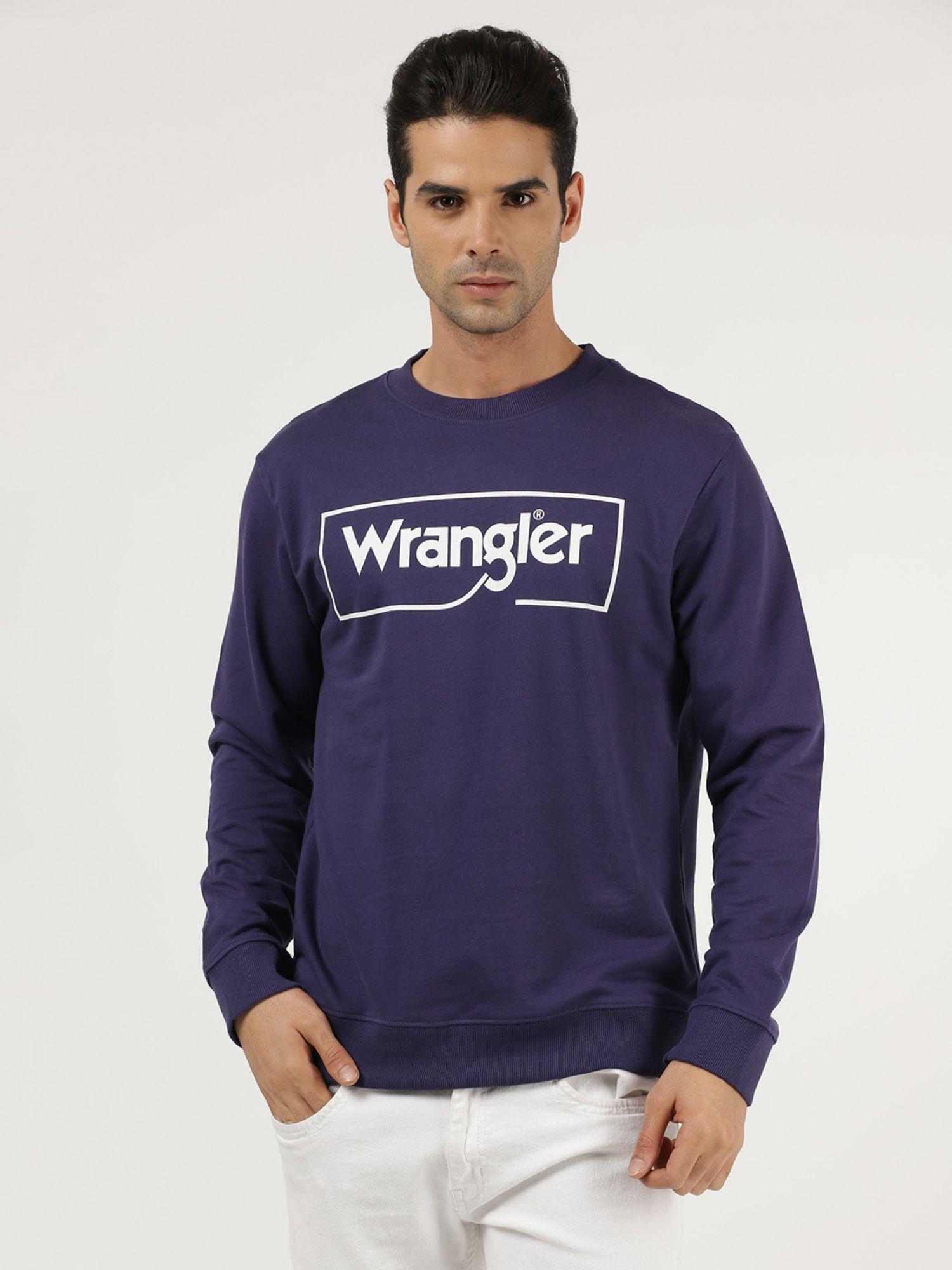 men printed blue sweatshirt (regular)