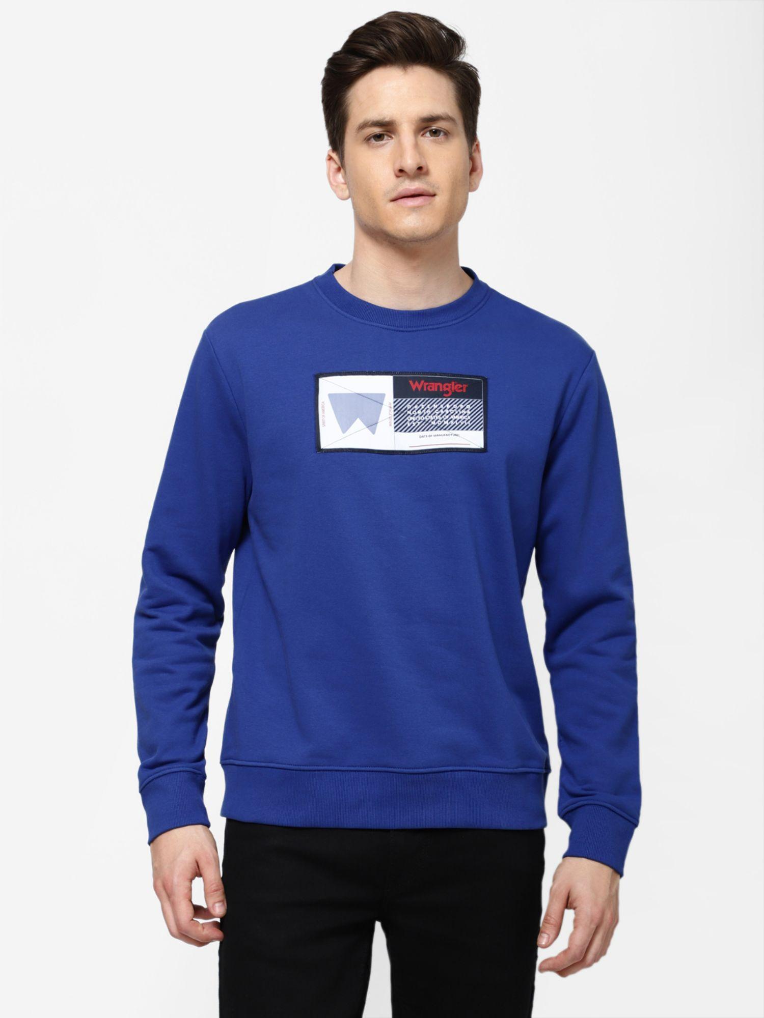 men printed blue sweatshirt (regular)