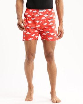 men printed boxers with elasticated waist