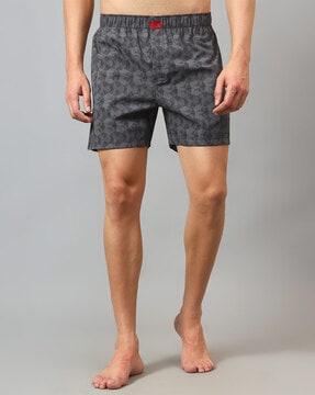 men printed boxers with elasticated waist