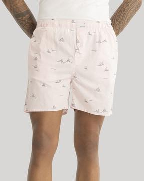 men printed boxers with elasticated waist