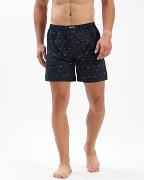 men printed boxers with elasticated waistband