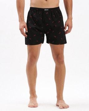 men printed boxers with elasticated waistband