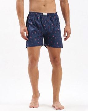 men printed boxers with elasticated waistband