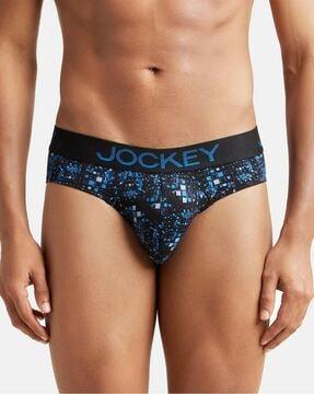 men printed briefs with elasticated waist